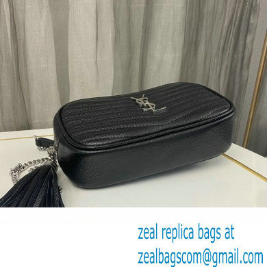 Saint Laurent lou mini bag in quilted grain de poudre embossed leather 612579 Black/Silver - Click Image to Close