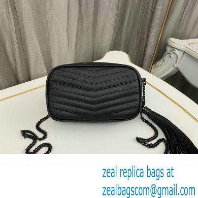 Saint Laurent lou mini bag in quilted grain de poudre embossed leather 612579 Black - Click Image to Close