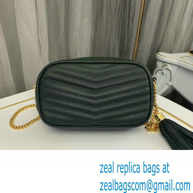 Saint Laurent lou mini bag in quilted grain de poudre embossed leather 612579 Dark Green