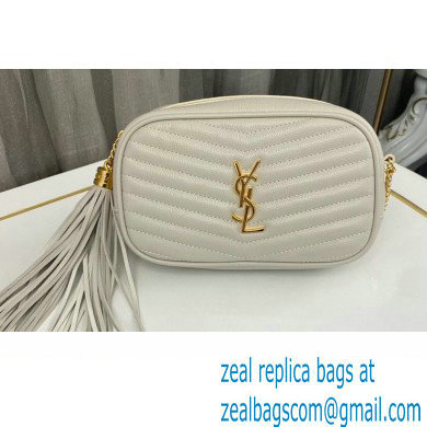 Saint Laurent lou mini bag in quilted grain de poudre embossed leather 612579 White
