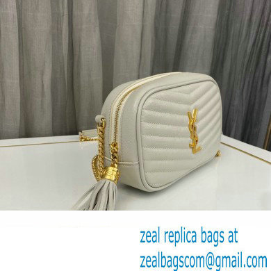 Saint Laurent lou mini bag in quilted grain de poudre embossed leather 612579 White