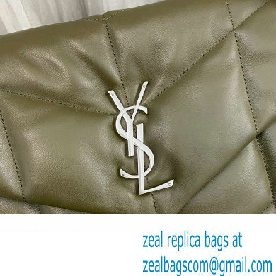 Saint Laurent puffer medium Bag in nappa leather 577475 Olive Green/Silver - Click Image to Close