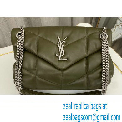 Saint Laurent puffer small Bag in nappa leather 577476 Olive Green/Silver - Click Image to Close