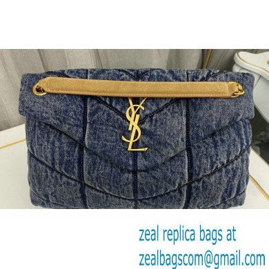 Saint Laurent puffer small Bag in suede and denim 577476