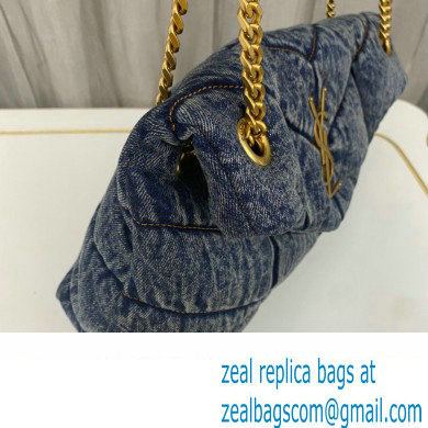 Saint Laurent puffer small Bag in suede and denim 577476 - Click Image to Close