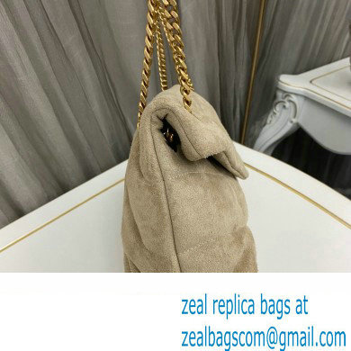 Saint Laurent puffer small Bag in suede leather 577476 Beige - Click Image to Close