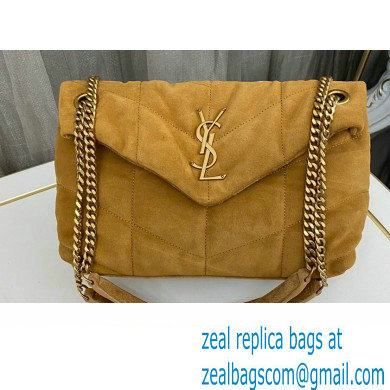 Saint Laurent puffer small Bag in suede leather 577476 Brown