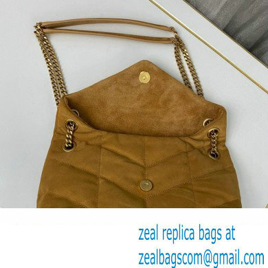 Saint Laurent puffer small Bag in suede leather 577476 Brown