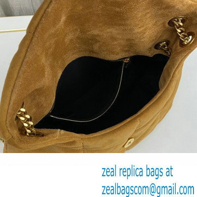 Saint Laurent puffer small Bag in suede leather 577476 Brown