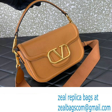 Valentino Alltime shoulder bag in grainy calfskin Brown 2024 - Click Image to Close