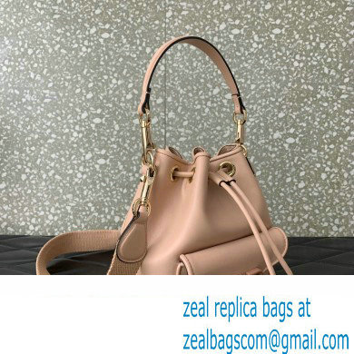 Valentino Loco Bucket Bag In Calfskin Leather Nude With Enamel Tone-On-Tone Vlogo Signature 2024 - Click Image to Close