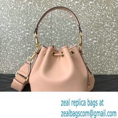 Valentino Loco Bucket Bag In Calfskin Leather Nude With Enamel Tone-On-Tone Vlogo Signature 2024