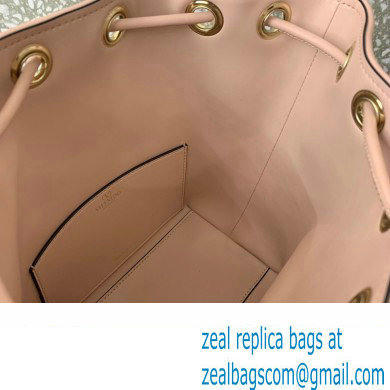 Valentino Loco Bucket Bag In Calfskin Leather Nude With Enamel Tone-On-Tone Vlogo Signature 2024