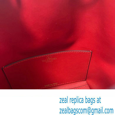 Valentino Loco Bucket Bag In Calfskin Leather Red With Enamel Tone-On-Tone Vlogo Signature 2024