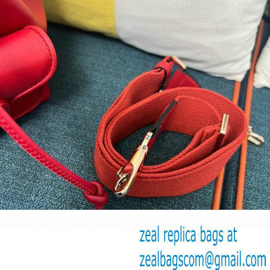 Valentino Loco Bucket Bag In Calfskin Leather Red With Enamel Tone-On-Tone Vlogo Signature 2024