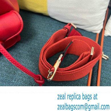 Valentino Loco Bucket Bag In Calfskin Leather Red With Enamel Tone-On-Tone Vlogo Signature 2024 - Click Image to Close