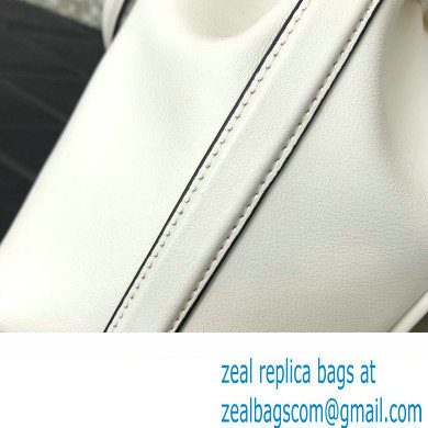 Valentino Loco Bucket Bag In Calfskin Leather White With Enamel Tone-On-Tone Vlogo Signature 2024