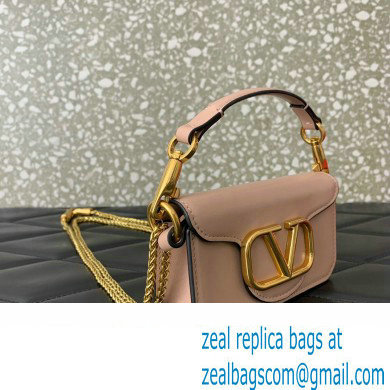 Valentino Loco micro Bag In Calfskin Leather With Chain 416 Nude 2023 - Click Image to Close