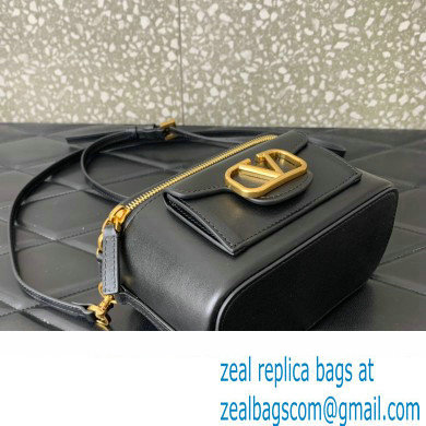 Valentino Mini Loco Handbag In Calfskin Leather Black With Enamel Tone-On-Tone Vlogo Signature 2024