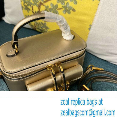 Valentino Mini Loco Handbag In Calfskin Leather Gold With Enamel Tone-On-Tone Vlogo Signature 2024