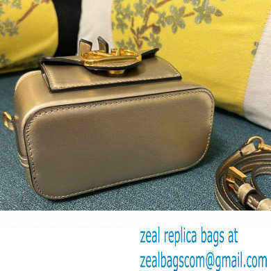 Valentino Mini Loco Handbag In Calfskin Leather Gold With Enamel Tone-On-Tone Vlogo Signature 2024