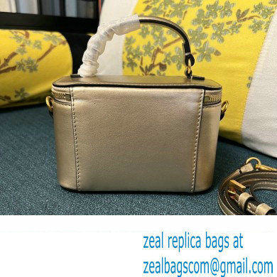 Valentino Mini Loco Handbag In Calfskin Leather Gold With Enamel Tone-On-Tone Vlogo Signature 2024 - Click Image to Close