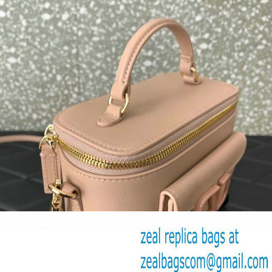 Valentino Mini Loco Handbag In Calfskin Leather Nude With Enamel Tone-On-Tone Vlogo Signature 202