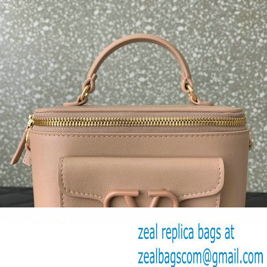 Valentino Mini Loco Handbag In Calfskin Leather Nude With Enamel Tone-On-Tone Vlogo Signature 202