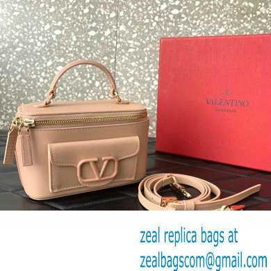 Valentino Mini Loco Handbag In Calfskin Leather Nude With Enamel Tone-On-Tone Vlogo Signature 202 - Click Image to Close