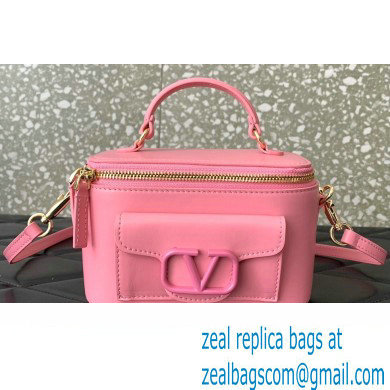 Valentino Mini Loco Handbag In Calfskin Leather Pink With Enamel Tone-On-Tone Vlogo Signature 2024 - Click Image to Close