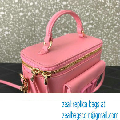 Valentino Mini Loco Handbag In Calfskin Leather Pink With Enamel Tone-On-Tone Vlogo Signature 2024