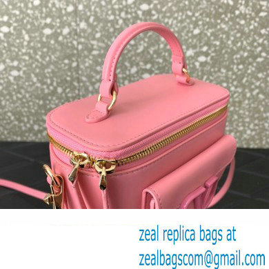 Valentino Mini Loco Handbag In Calfskin Leather Pink With Enamel Tone-On-Tone Vlogo Signature 2024 - Click Image to Close