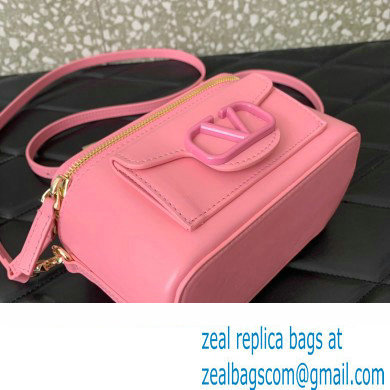 Valentino Mini Loco Handbag In Calfskin Leather Pink With Enamel Tone-On-Tone Vlogo Signature 2024