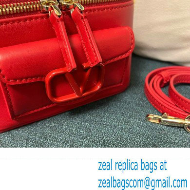 Valentino Mini Loco Handbag In Calfskin Leather Red With Enamel Tone-On-Tone Vlogo Signature 2024 - Click Image to Close