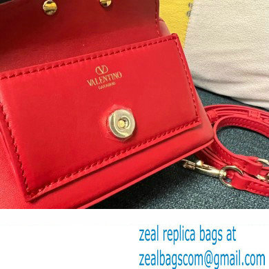 Valentino Mini Loco Handbag In Calfskin Leather Red With Enamel Tone-On-Tone Vlogo Signature 2024