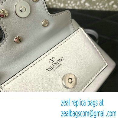 Valentino Mini Loco Handbag In Calfskin Leather Silver With Enamel Tone-On-Tone Vlogo Signature 2024 - Click Image to Close