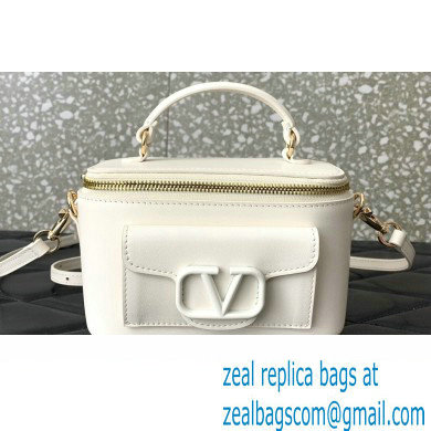 Valentino Mini Loco Handbag In Calfskin Leather White With Enamel Tone-On-Tone Vlogo Signature 2024 - Click Image to Close