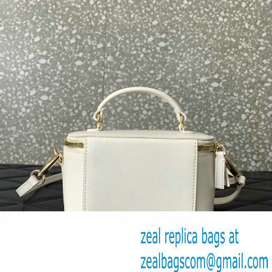 Valentino Mini Loco Handbag In Calfskin Leather White With Enamel Tone-On-Tone Vlogo Signature 2024