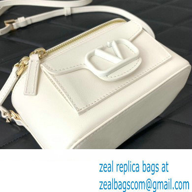 Valentino Mini Loco Handbag In Calfskin Leather White With Enamel Tone-On-Tone Vlogo Signature 2024