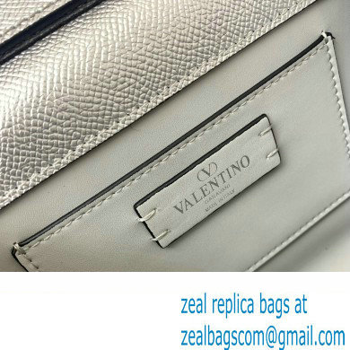 Valentino Mini VSLING Handbag in metallic Silver grainy calfskin with VLogo Signature crystals 2024