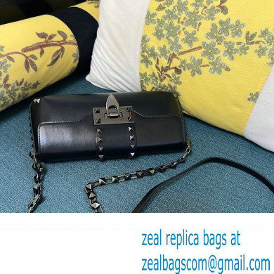 Valentino Rockstud Brushed Calfskin Shoulder Bag Black 2023