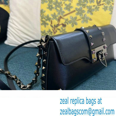 Valentino Rockstud Brushed Calfskin Shoulder Bag Black 2023