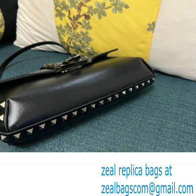 Valentino Rockstud Brushed Calfskin Shoulder Bag Black 2023 - Click Image to Close