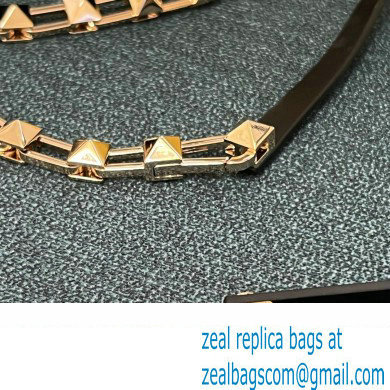Valentino Rockstud Brushed Calfskin Shoulder Bag Black/Gold 2023
