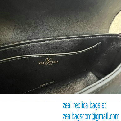 Valentino Rockstud Brushed Calfskin Shoulder Bag Black/Gold 2023 - Click Image to Close