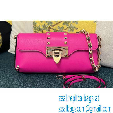 Valentino Rockstud Brushed Calfskin Shoulder Bag Fuchsia 2023 - Click Image to Close