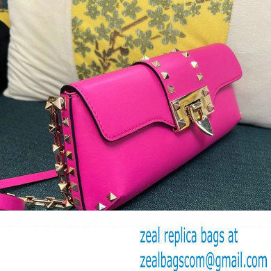 Valentino Rockstud Brushed Calfskin Shoulder Bag Fuchsia 2023