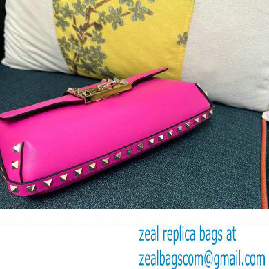 Valentino Rockstud Brushed Calfskin Shoulder Bag Fuchsia 2023 - Click Image to Close