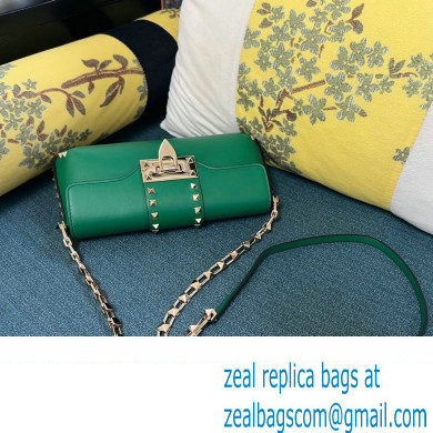 Valentino Rockstud Brushed Calfskin Shoulder Bag Green 2023 - Click Image to Close