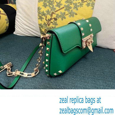 Valentino Rockstud Brushed Calfskin Shoulder Bag Green 2023 - Click Image to Close